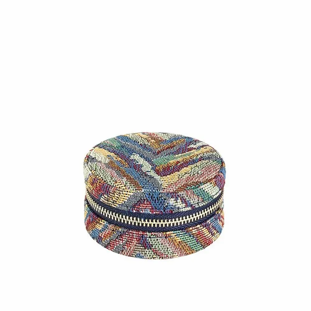 Gifts - Round Jacquard jewelry box with multicolored synthetic covering - LAVAL 1878