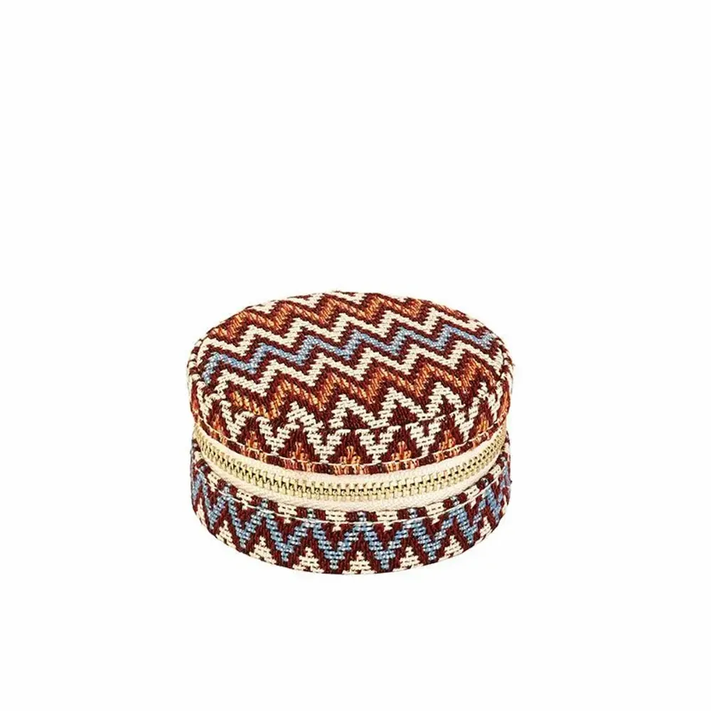 Gifts - Round Jacquard jewelry box with white synthetic lining - LAVAL 1878