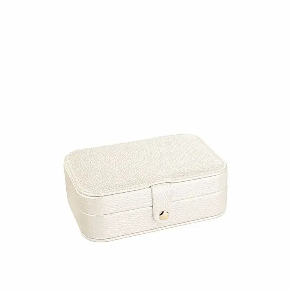 Cadeaux - Coffre bijoux rectangle gainé aspect cuir de bovin grainé irisé blanc - LAVAL 1878