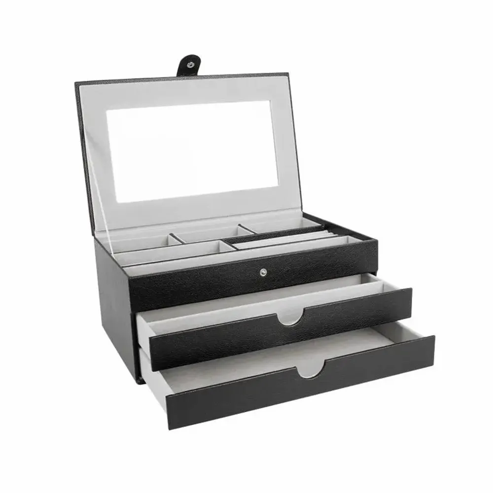 Gifts - Black grained-look jewelry box with snap closure - LAVAL 1878