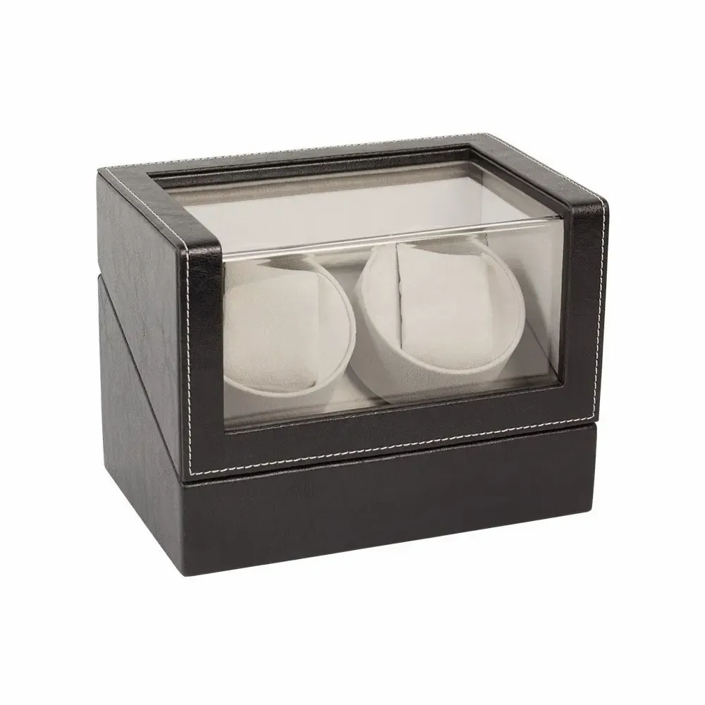 Cadeaux - Remontoir 2 montres automatiques gainé noir et surpiqûres blanches - LAVAL 1878