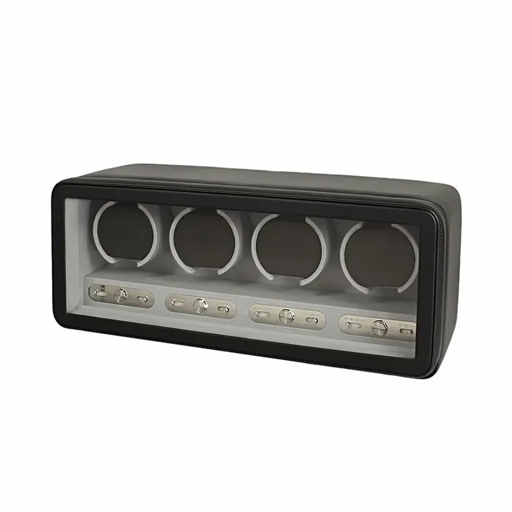 Gifts - Black and grey leather-covered winder for 4 automatic watches - LAVAL 1878