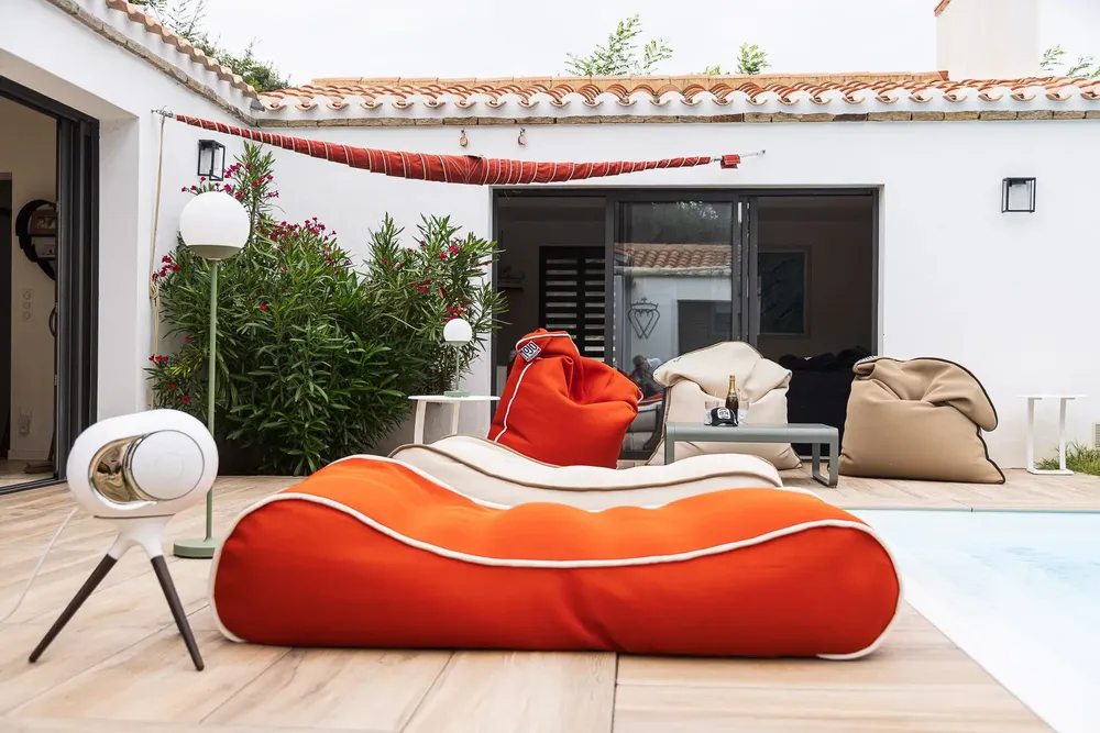 Poufs - Bain de soleil MOJO SUNBED Orange / Blanc - MOJO BORN TO CHILL
