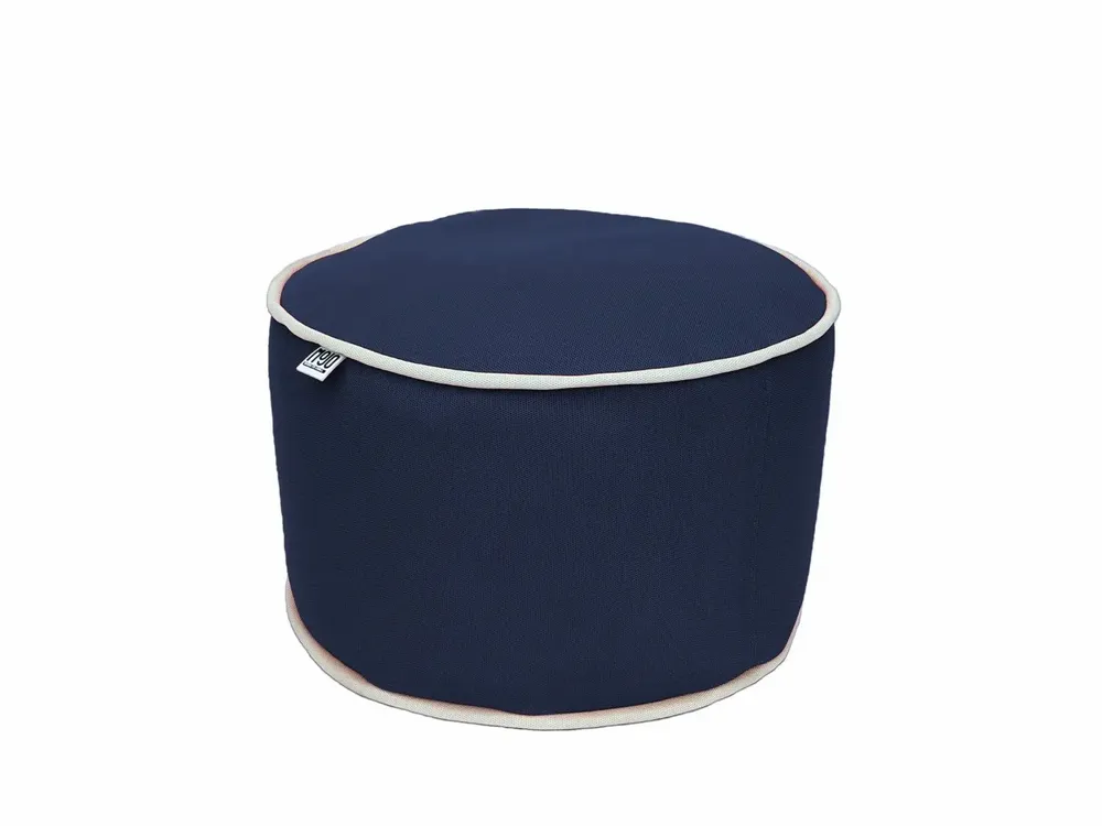 Ottomans - MOJO Outdoor Pouf - Navy Blue / White - MOJO BORN TO CHILL