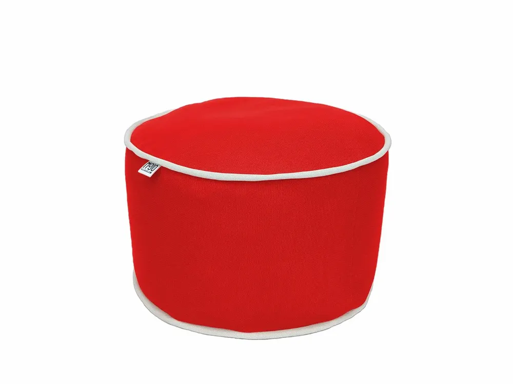 Ottomans - MOJO Outdoor Pouf - Scarlet Red / White - MOJO BORN TO CHILL