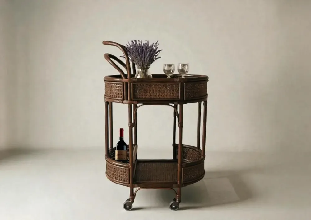 Trolleys - Shuttle Natural Rattan Bar Trolley - LO-FI HOUSE