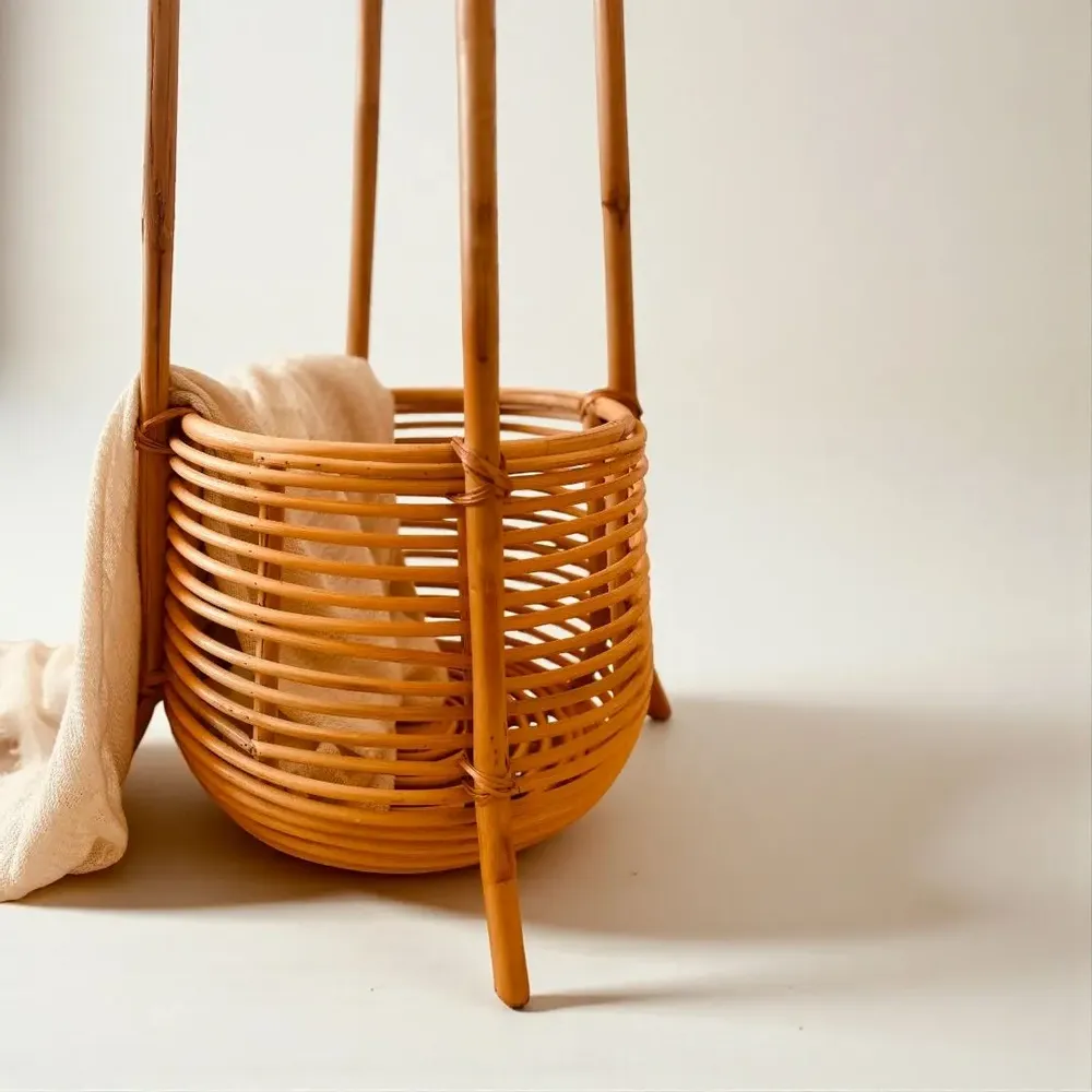 Shelves - Chunk Natural Rattan Coat Rack With Basket - LO-FI HOUSE