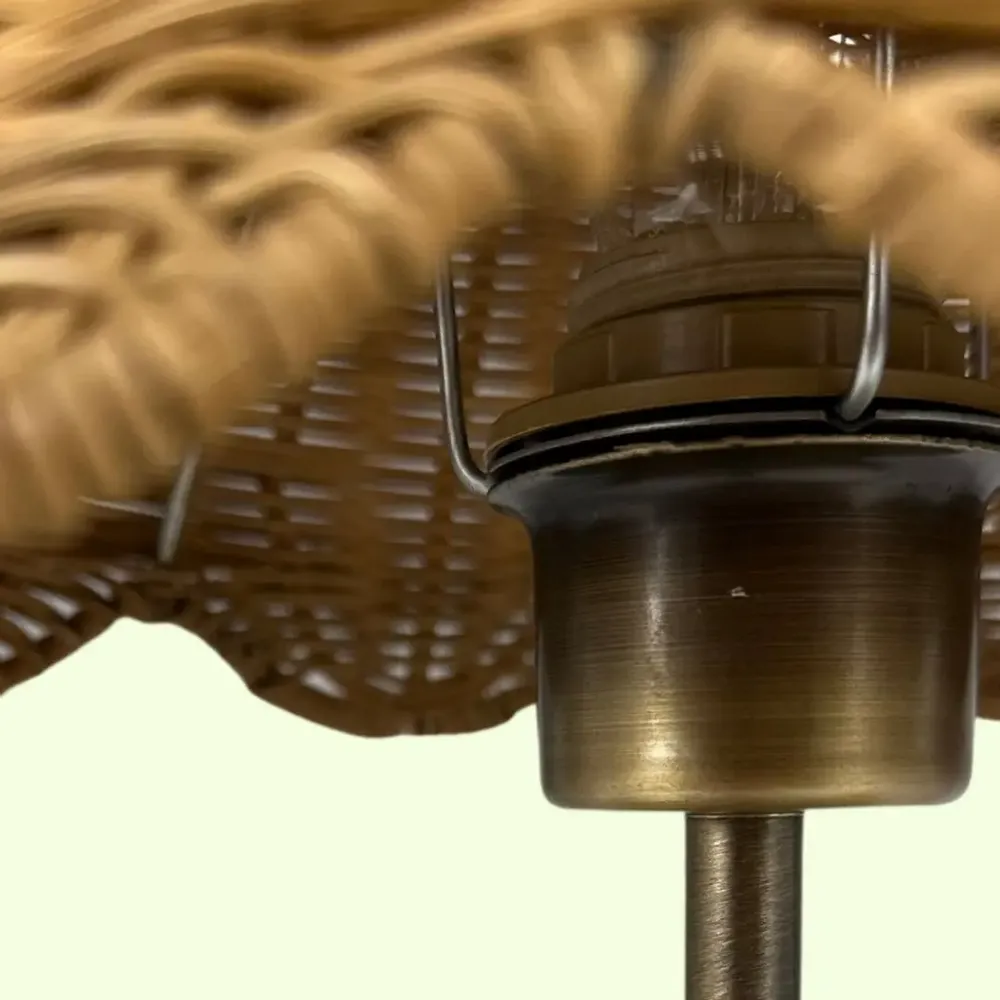 Desk lamps - Verna Rattan Lamp with Ceramic Base - LO-FI HOUSE