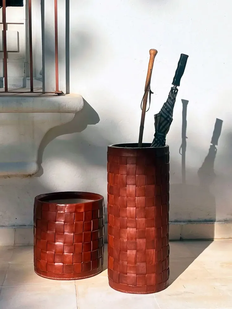 Decorative objects - Leather Braided Umbrella Stand - SOL & LUNA