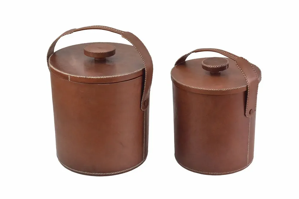 Platter and bowls - Ice bucket in leather - SOL & LUNA