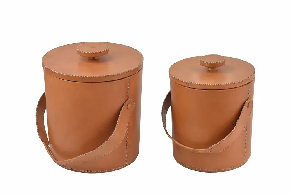 Platter and bowls - Ice bucket in leather - SOL & LUNA