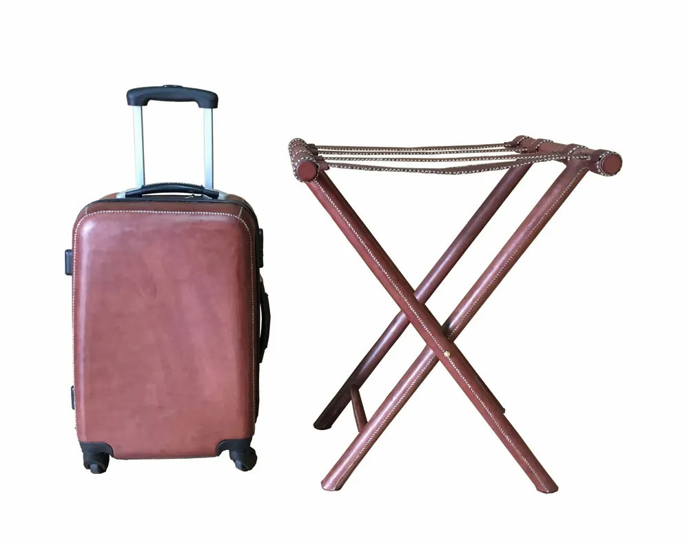 Walk-in closets - Large and Small luggage rack in leather - SOL & LUNA