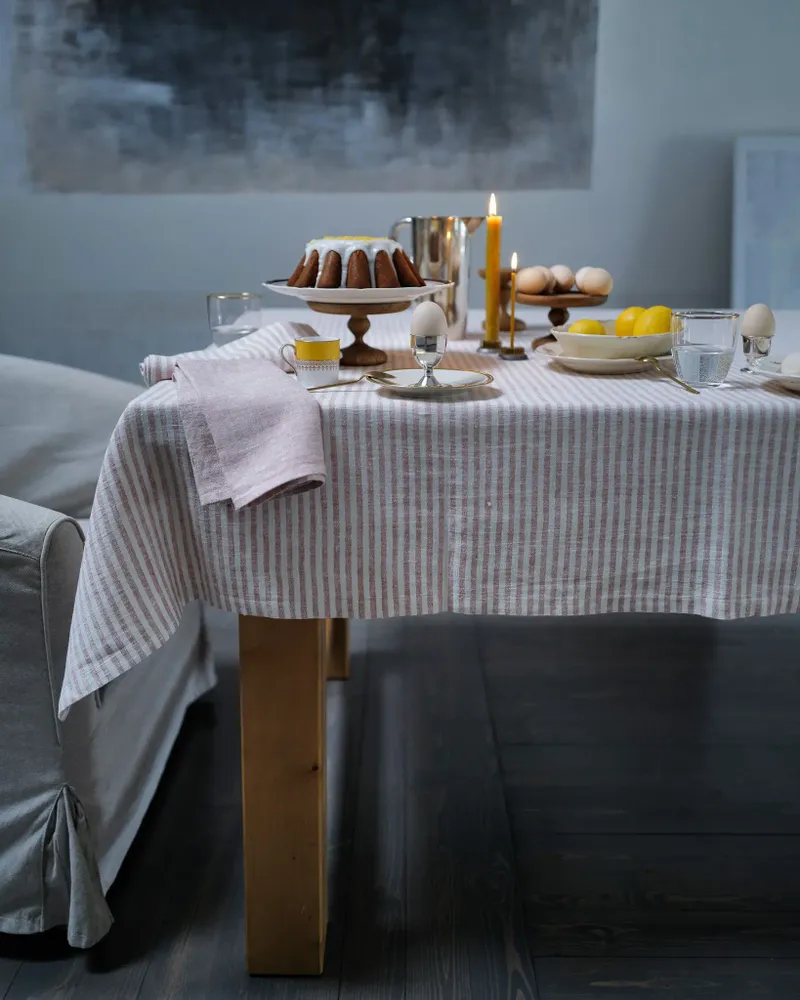 Table cloths - Handmade Striped Linen Table Linen by LinenMe – Timeless Mix & Match - LINENME