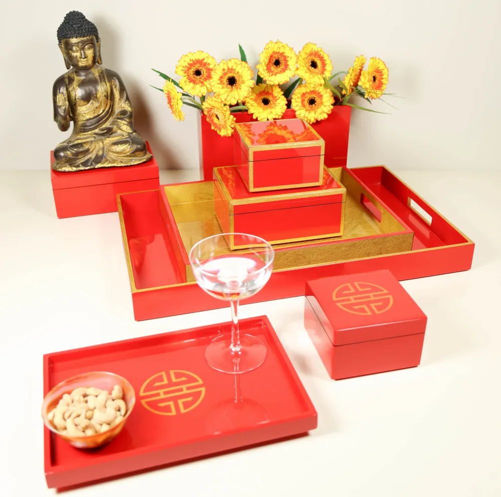 Trays - Handle Tray,\” Chips\” Collection & Red and Gold Collection - PACIFIC CONNECTIONS