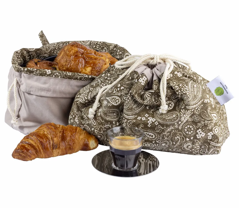 Accessoires de déco extérieure - SAC A PAINS VERSION CORBEILLE REVERSIBLE OU TRANSPORT - SACASALADES BY ARMINE