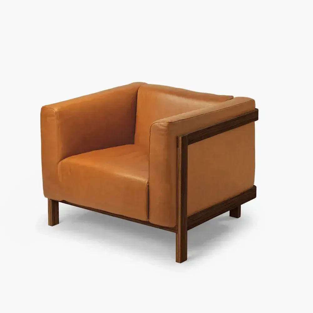 Lounge chairs - LIFT – Lounge Chair in Solid Walnut Wood and Leather Seat - MOR
