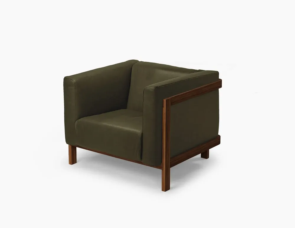 Lounge chairs - LIFT – Lounge Chair in Solid Walnut Wood and Leather Seat - MOR