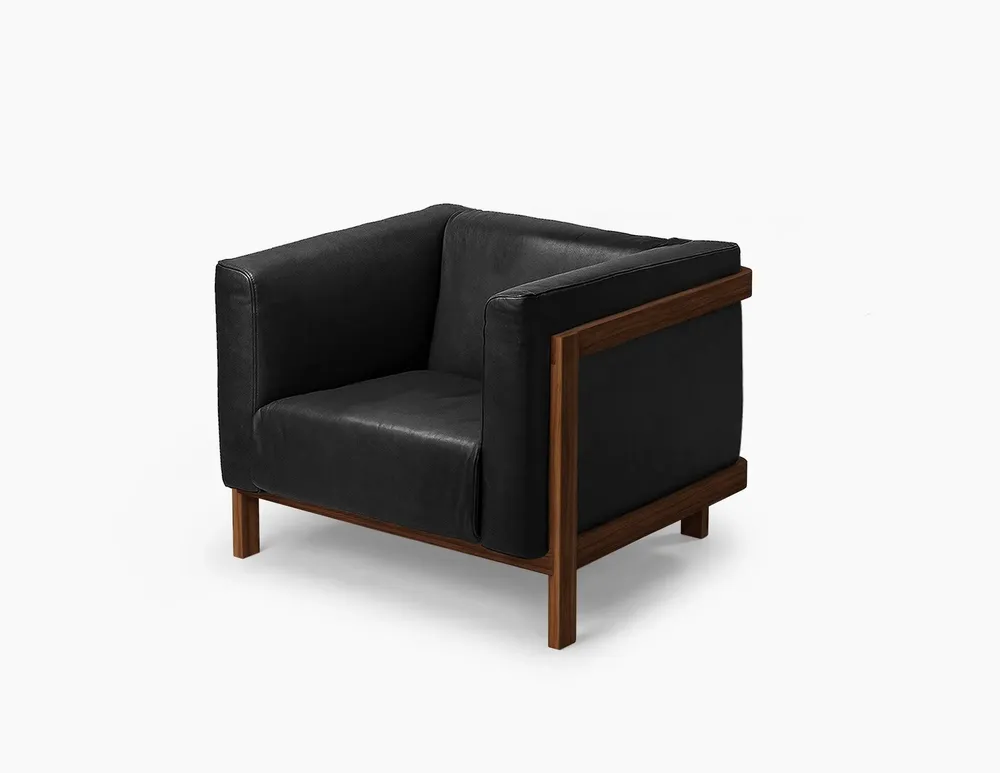 Lounge chairs - LIFT – Lounge Chair in Solid Walnut Wood and Leather Seat - MOR