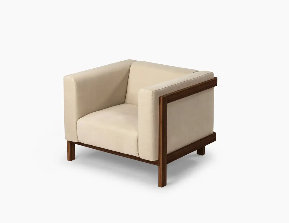 Lounge chairs - LIFT – Lounge Chair in Solid Walnut Wood and Fabric Seat - MOR