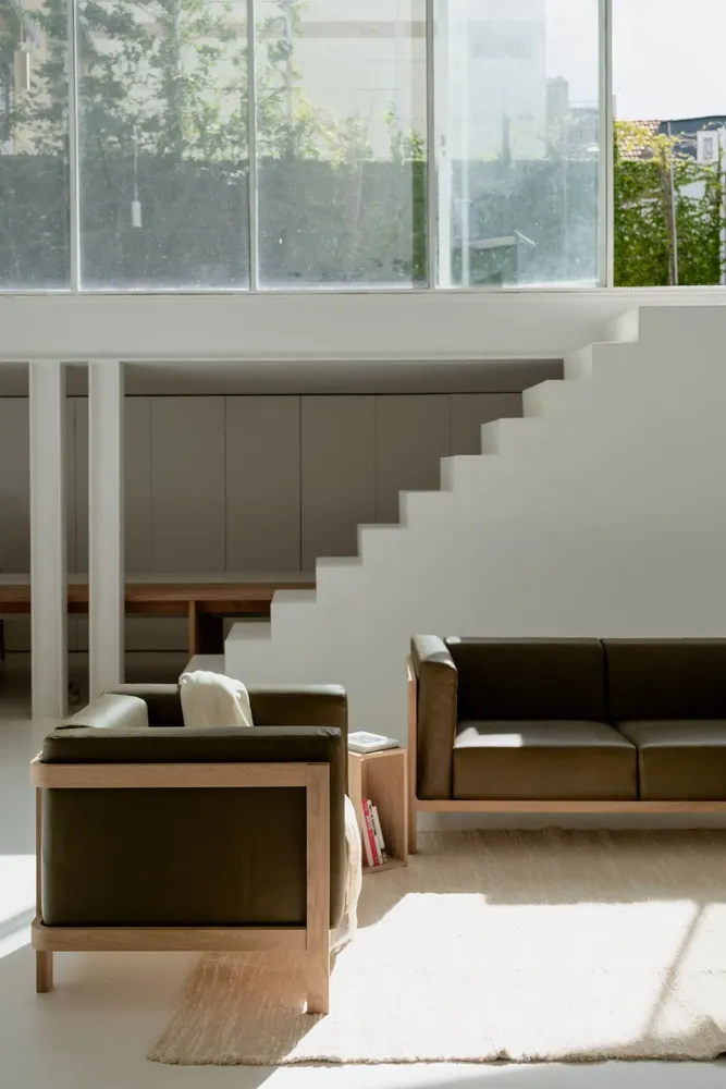 Sofas - LIFT - Minimalist  2 Seats Sofa in Solid Ash Wood and Leather Seat - MOR