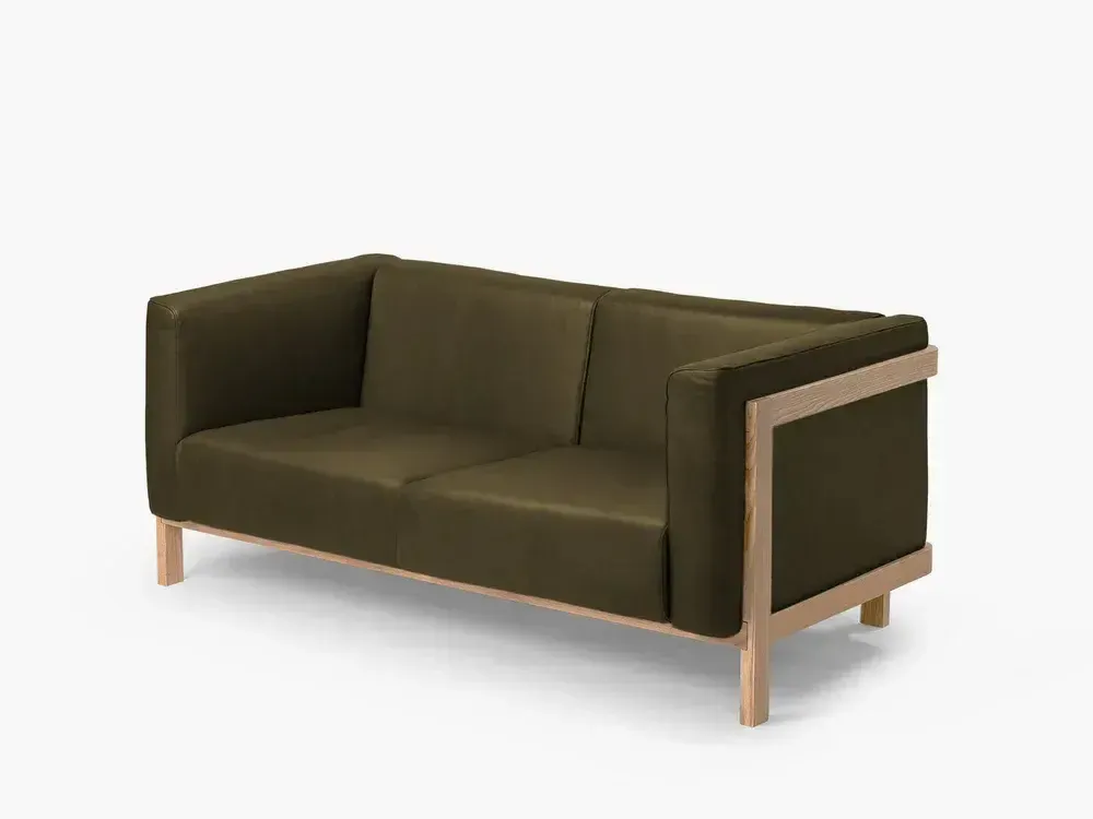 Sofas - LIFT - Minimalist  2 Seats Sofa in Solid Ash Wood and Leather Seat - MOR