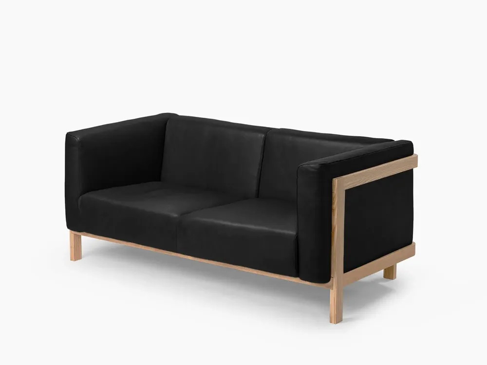 Sofas - LIFT - Minimalist  2 Seats Sofa in Solid Ash Wood and Leather Seat - MOR