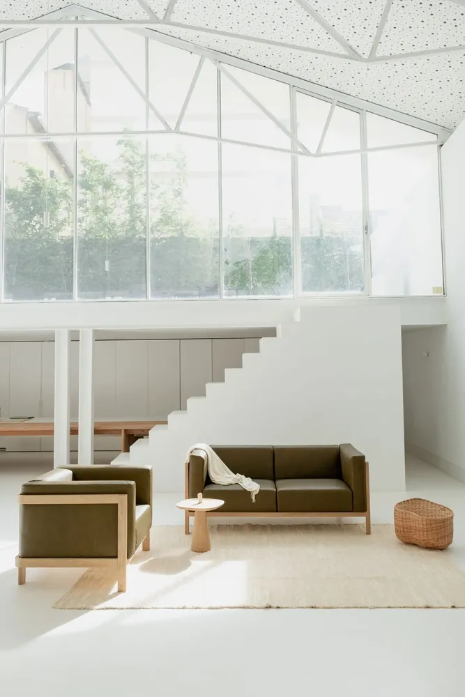 Sofas - LIFT - 2 Seats Sofa in Solid Ash Wood and Fabric Seat - MOR