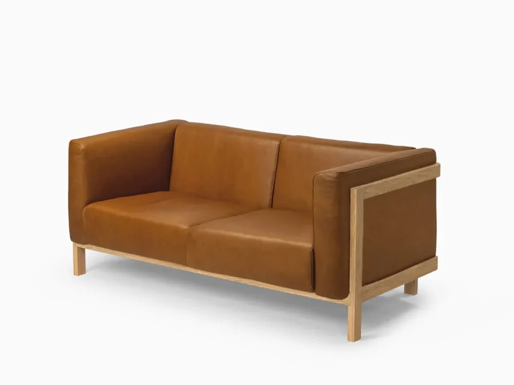 Sofas - LIFT - 2 Seats Sofa in Solid Oak Wood and Leather Seat - MOR
