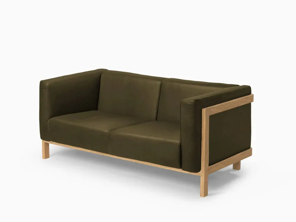 Sofas - LIFT - 2 Seats Sofa in Solid Oak Wood and Leather Seat - MOR