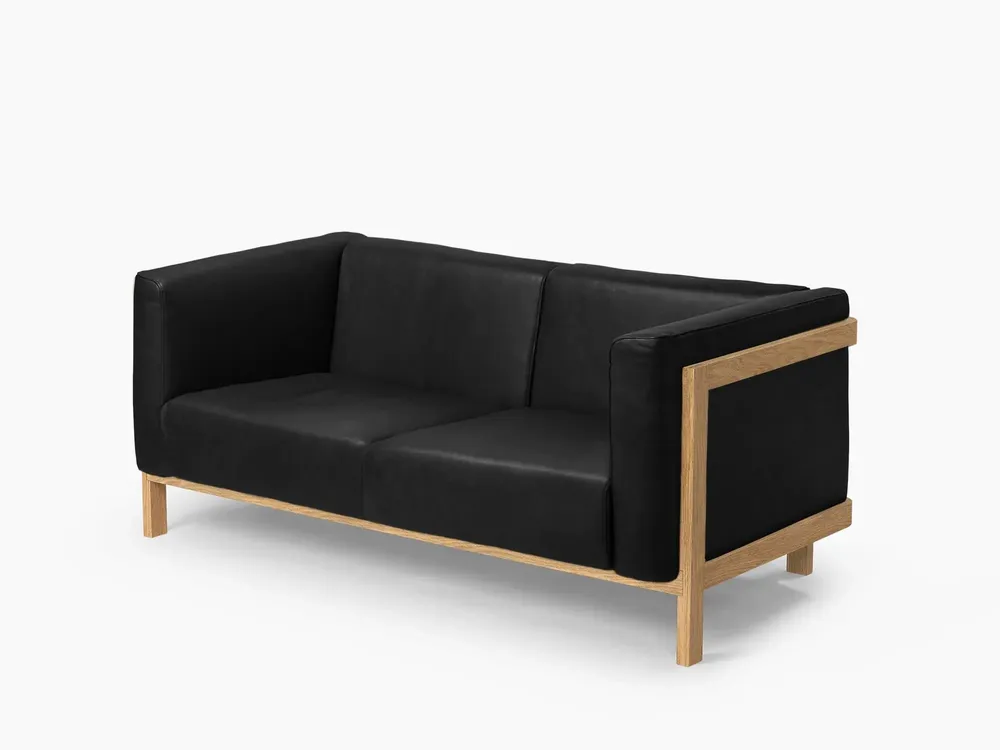 Sofas - LIFT - 2 Seats Sofa in Solid Oak Wood and Leather Seat - MOR