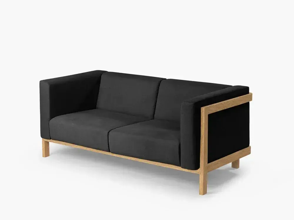 Sofas - LIFT -  2 Seats Sofa in Solid Oak Wood and Fabric Seat - MOR