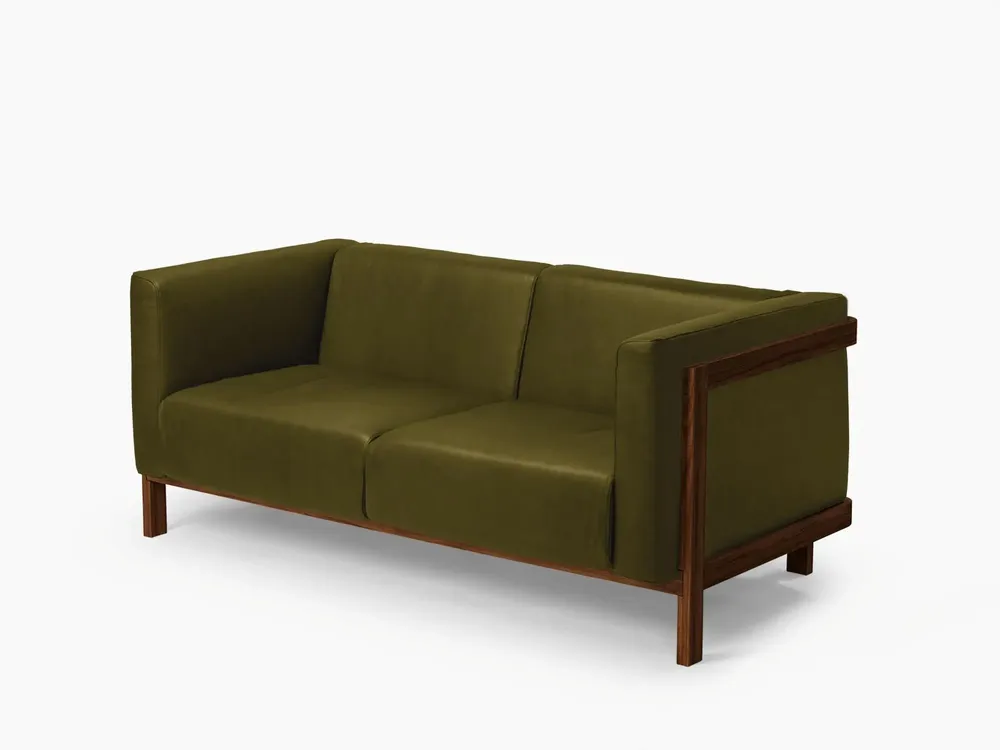 Sofas - LIFT - 2 Seats Sofa in Solid Walnut Wood and Leather Seat - MOR