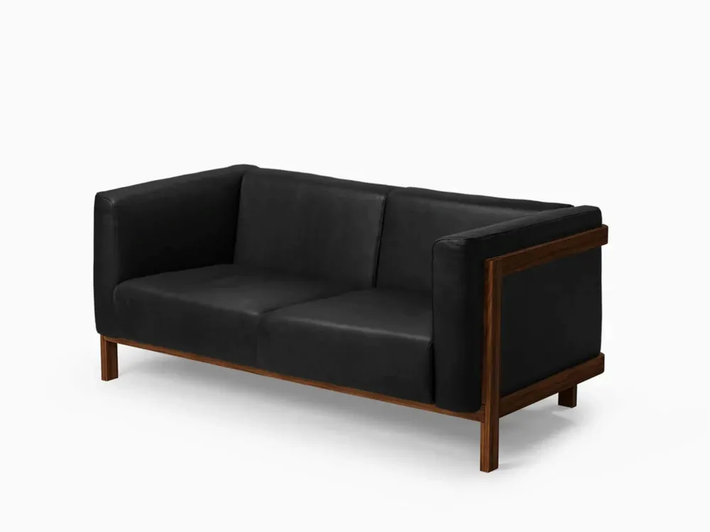 Sofas - LIFT - 2 Seats Sofa in Solid Walnut Wood and Leather Seat - MOR