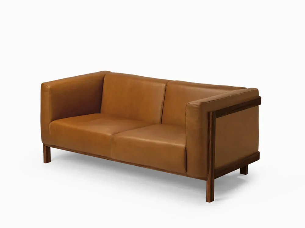 Sofas - LIFT - 2 Seats Sofa in Solid Walnut Wood and Leather Seat - MOR
