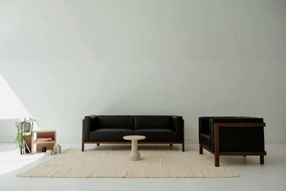 Sofas - LIFT - 2 Seats Sofa in Solid Walnut Wood and Fabric Seat - MOR