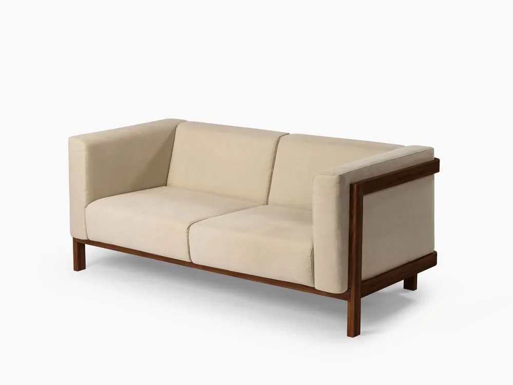 Sofas - LIFT - 2 Seats Sofa in Solid Walnut Wood and Fabric Seat - MOR