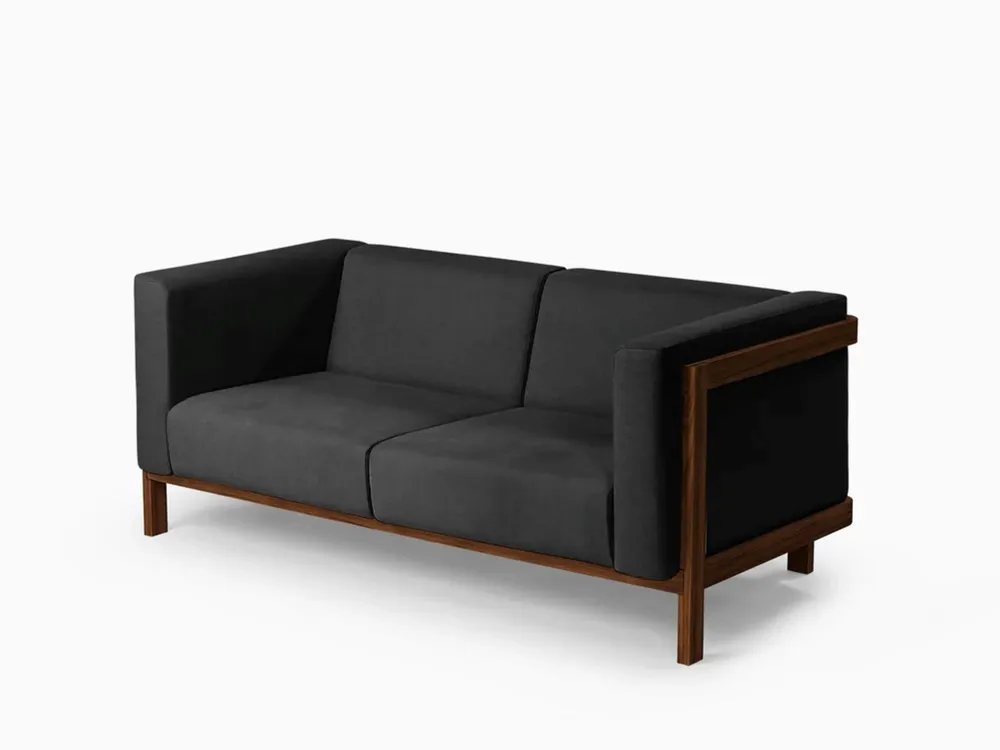Sofas - LIFT - 2 Seats Sofa in Solid Walnut Wood and Fabric Seat - MOR