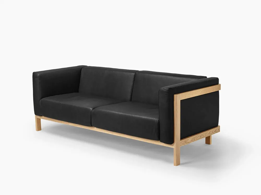 Sofas - LIFT - 3 Seats Sofa in Solid Ash Wood and Leather Seat - MOR