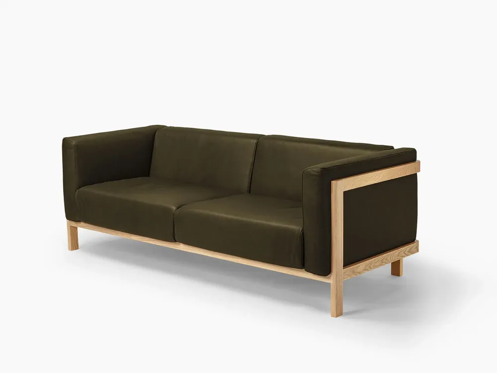 Sofas - LIFT - 3 Seats Sofa in Solid Ash Wood and Leather Seat - MOR