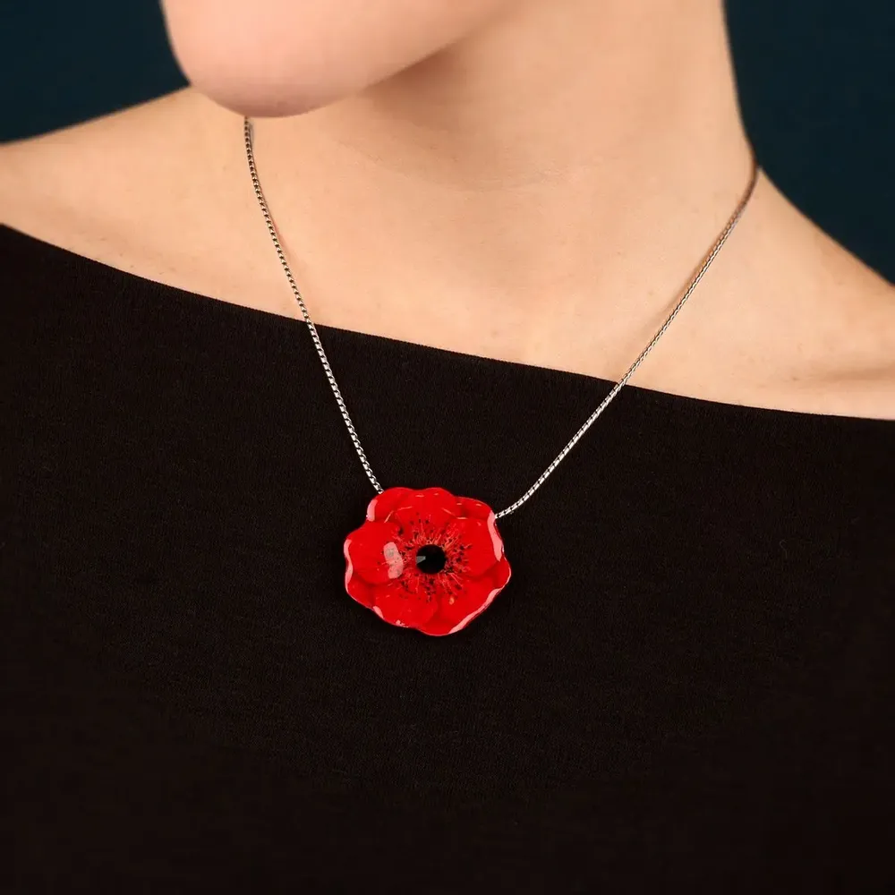 Jewelry - PRETTY POPPY NECKLACE IN SILVER AND RED - TARATATA BIJOUX