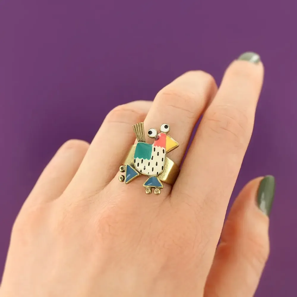 Bijoux - BAGUE ROULE MA POULE COULEUR BRONZE MULTI - TARATATA BIJOUX