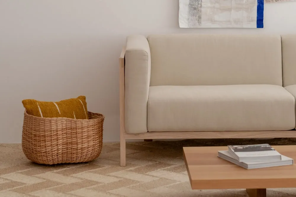 Sofas - LIFT - 3 Seats Sofa in Solid Oak Wood and Fabric Seat - MOR