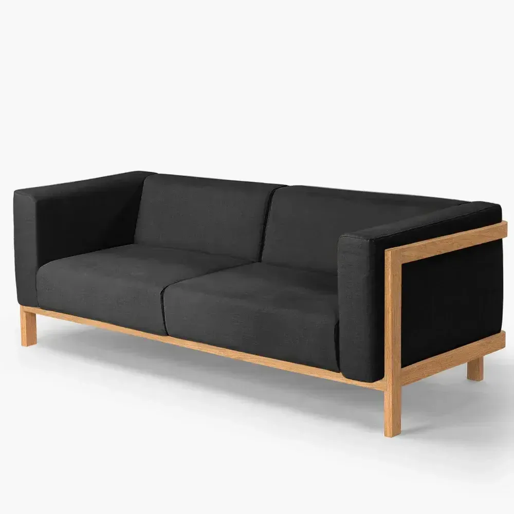 Sofas - LIFT - 3 Seats Sofa in Solid Oak Wood and Fabric Seat - MOR