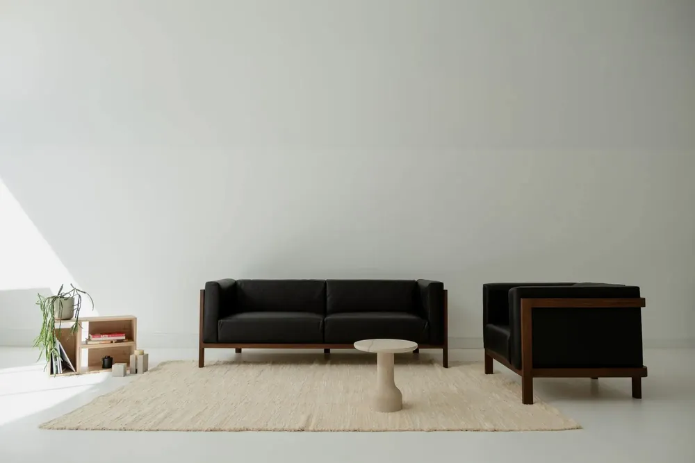 Sofas - LIFT - 3 Seats Sofa in Solid Walnut Wood and Leather Seat - MOR