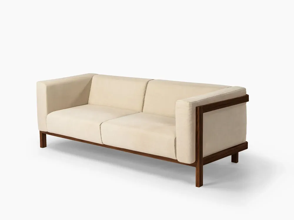 Sofas - LIFT - 3 Seats Sofa in Solid Walnut Wood and Fabric Seat - MOR