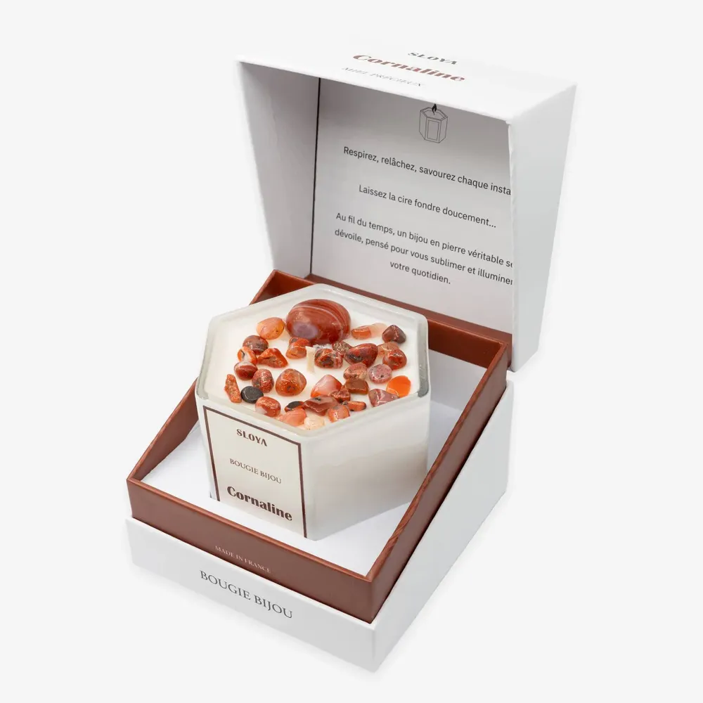 Candles - Carnelian Stone Jewelry Candle – Precious Honey Fragrance - SLOYA