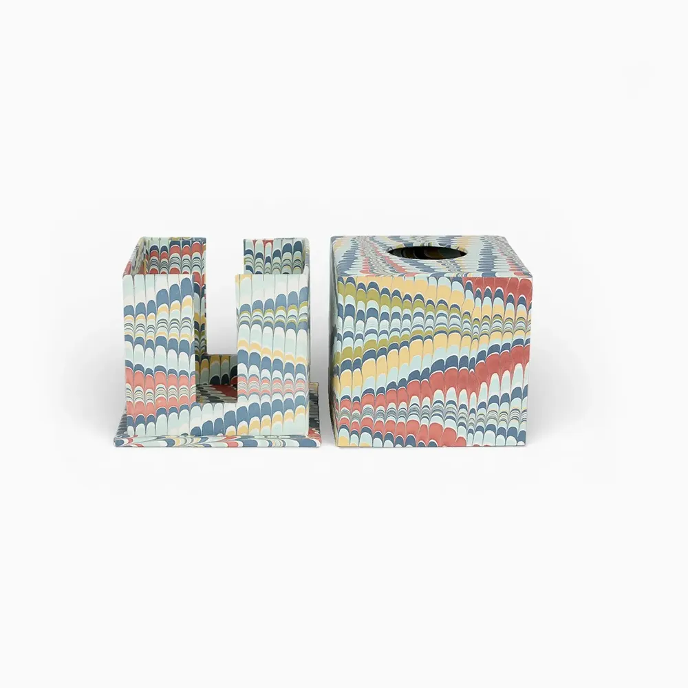 Decorative objects - MARBLED LARGE TISSUE BOX - OCEAN MOUNTAIN - CRAFT BOAT