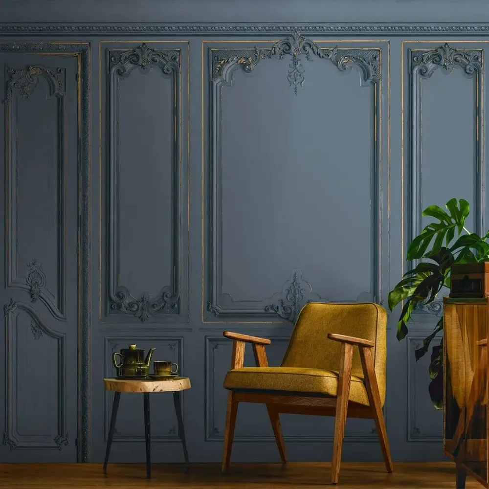 Papiers peints - Papier peint panoramique boiseries Haussmann - Blanc porcelaine - KOZIEL