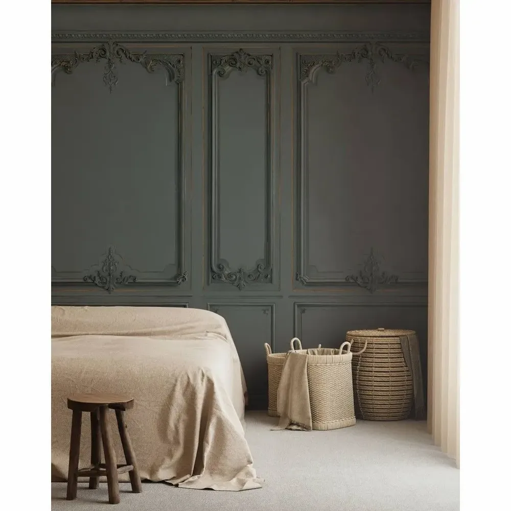 Papiers peints - Papier peint panoramique boiseries Haussmann - Blanc porcelaine - KOZIEL