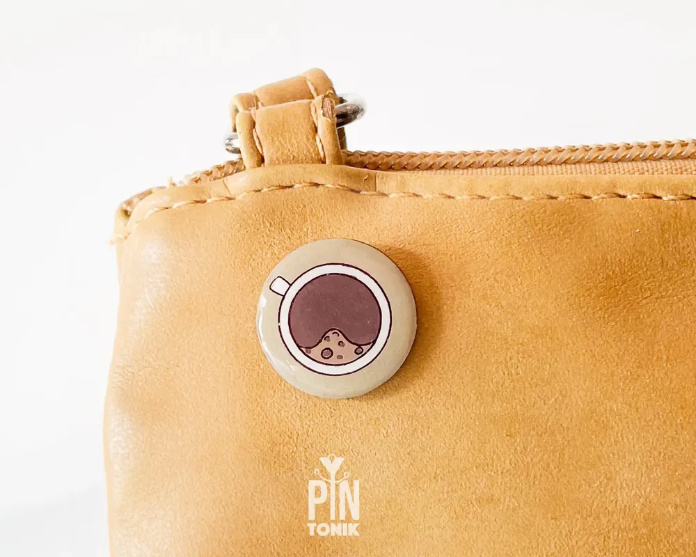 Broches - Broche Café en Bois – Accessoire Design Minimaliste - PINTONIK